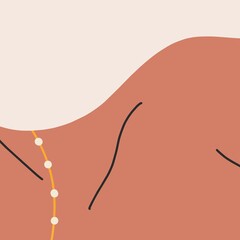 Female neck with beads and collarbone, part of the body. beautiful lady. Hand drawn modern illustration.