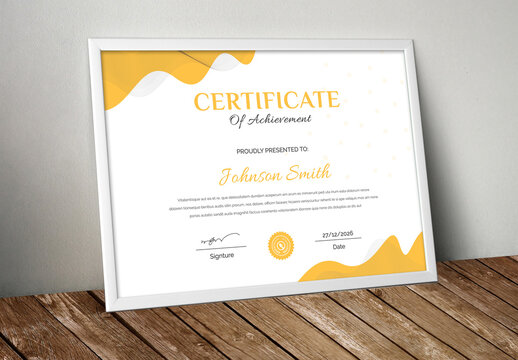 Yellow Accent Certificate Layout