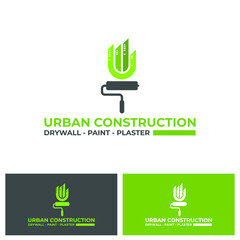 Modern Green Drywall House Logo Design