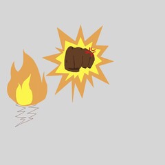 fire hand anger boom grafitti 