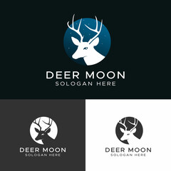 Deer Logo Template _ Deer Moon Logo Template