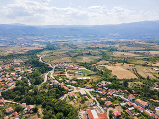 Fototapeta na wymiar Amazing Aerial view of Ilindentsi Village, Bulgaria