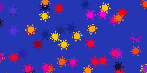 Light pink, yellow vector pattern with coronavirus elements.