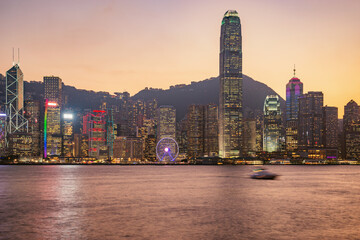 Fototapeta premium Evening city view of Hong Kong island.