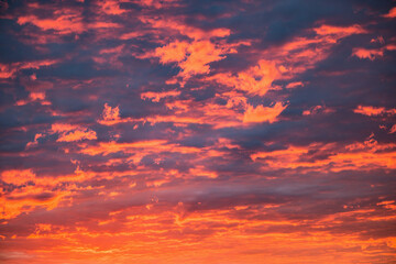 Amazing cloudscape on the sky at sunset time.