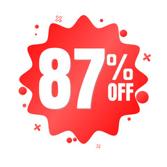 87% off, red online super discount sticker in Vector illustration, with various abstract sale details, Eighty-seven