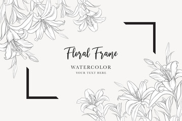 hand drawn mono-line floral lily background design