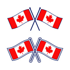 交差したカナダ国旗のアイコンセット