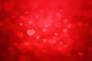 red heart shape abstract background with bokeh texture for valentine and christmas.