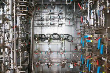 Close up of controller unit or control process of oil and gas process on the platform. The controller for control any equipment of oil and gas process by technician or control room.