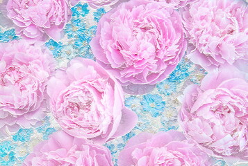 Relief of peony flower . Ceramic plate style