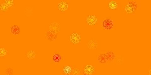 Light Orange vector doodle template with flowers.