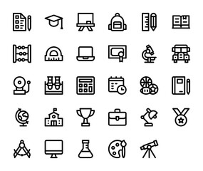 Back to School icons collection with outline style vector illustration