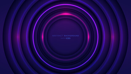 Abstract geometric background with dark blue circle shapes and rings light effect
