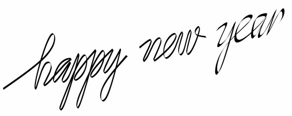 happy new year handwriting isolated on white background