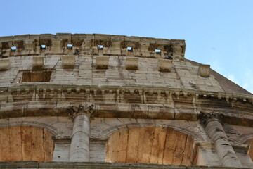 Outside Colosseum wall in Rome, Italy.