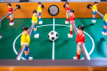 Close up of table football game	