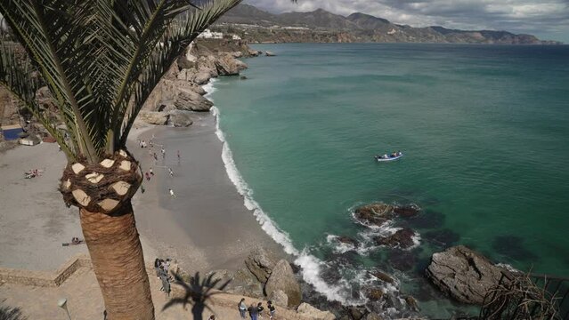 Playa de Calahonda from Plaza Balcon de Europa in Nerja Town, Nerja, Malaga