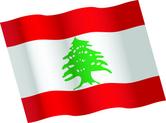 Waving flag of Lebanon vector icon