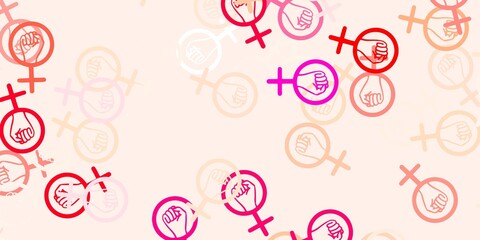 Light Red vector pattern with feminism elements.