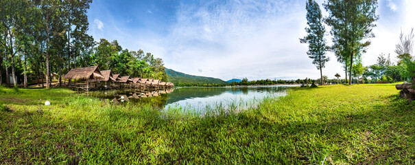 Panorama of Huay Tueng Thao Reservoir in the morning