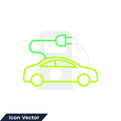 electric car icon logo vector illustration. Electrical automobile cable symbol template for graphic and web design collection