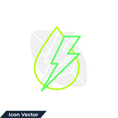 hydro power icon logo vector illustration. Lightning with water drop symbol template for graphic and web design collection