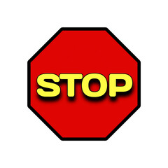 Stop sing text in yellow and red colour background white