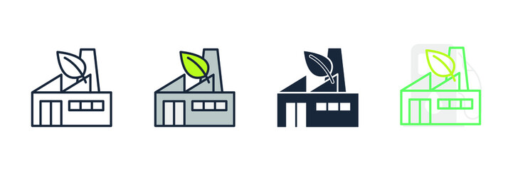 green factory icon logo vector illustration. Green and Ecology Factory symbol template for graphic and web design collection