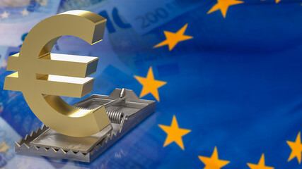The gold symbol euro  on rat trap business concept 3d rendering