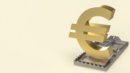 The gold symbol euro  on rat trap business concept 3d rendering
