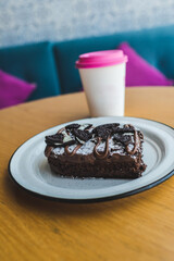 chocolate cake with coffee