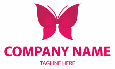 Red Beauty Butterfly Logo Design
