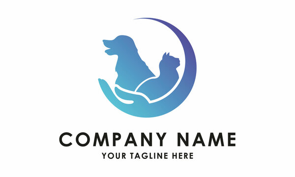 Circle Cat and Dog Logo Care Design