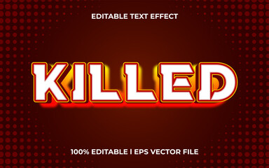 Fototapeta premium killed 3d text effect with scary theme. red typography template for games tittle
