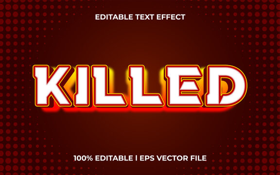 Killed 3d Text Effect With Scary Theme. Red Typography Template For Games Tittle