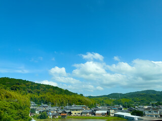 Japanese city and blue sky