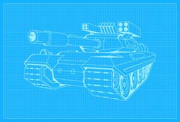 Tank Blueprint Background Simple Vektor Flat Design