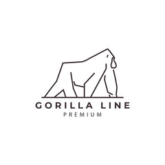 big strong gorilla simple minimalist line art logo icon design template vector illustration © Reza28 studios.