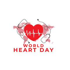 world heart day with world map and medical  design for greeting card banner  vector illustration design