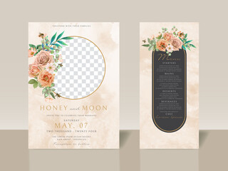 Beautiful floral and bees wedding invitation card