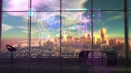 Abstract infographics on the theme of DNA, 3D render - Powered by Adobe