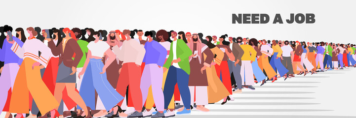Obraz premium mix race jobless people crowd against dismissal unemployment job search concept