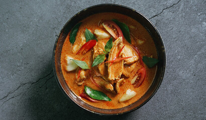 with ingredients on dark background