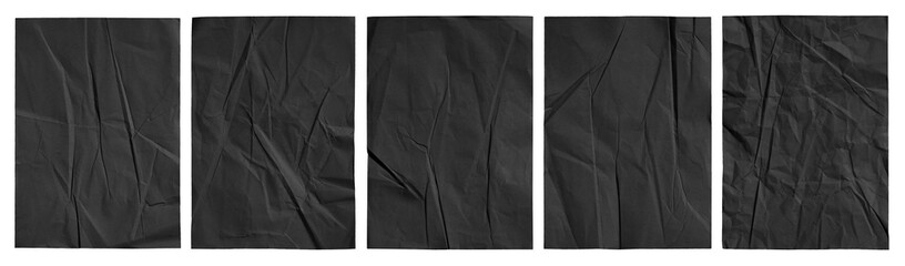 black paper wrinkled poster template , blank glued creased paper sheet mockup.white poster mockup on wall. empty paper mockup.