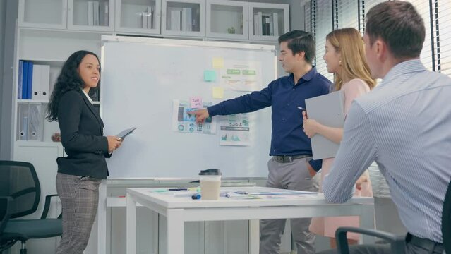 Group of young businessman and businesswoman people working in office. 