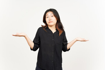 Doubt Confused, Don't know Gesture of Beautiful Asian Woman Isolated On White Background - obrazy, fototapety, plakaty