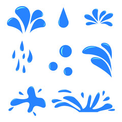 Water splash and spray icon set on white background. Vector illustration. EPS 10.