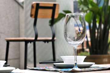 glass of wine on table