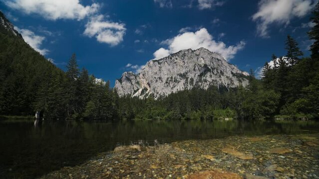 Gruner See, beautiful green lake with crystal clear water in summer, Gruner See, Styria, Austria